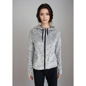 Athleta Sweatshirt Women Sz L Grey‎ Techie Sweat Hoodie Zip Active Running